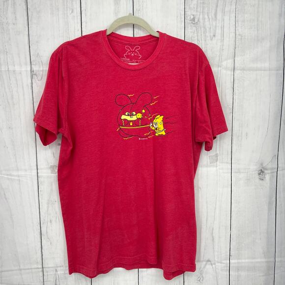 Fat Rabbit Farm LARGE Coral Red Comic-Con Flash Speedster Babee Tee T-Shirt - Picture 2 of 4